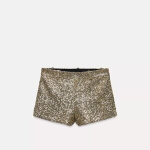 Zara Women's High Waist Gold Sequin Shorts